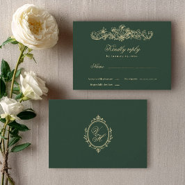 Regency Tuin Vintage Klassieke Romantische Bruilof RSVP Kaartje