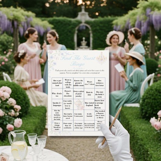 Regency Vind de Gast Bruids Shower Bingo spel Kaart