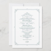 Regency Vintage Themahuwelijk Bewaar De Datum Teal Kaart (Voorkant)