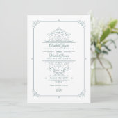 Regency Vintage Themahuwelijk Bewaar De Datum Teal Kaart (Staand voorkant)