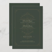 Regency Wedding Invitation  Green Kaart (Voorkant / Achterkant)