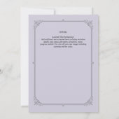 Regency Wedding Invitation  Lavender Kaart (Achterkant)