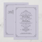 Regency Wedding Invitation  Lavender Kaart (Voorkant / Achterkant)