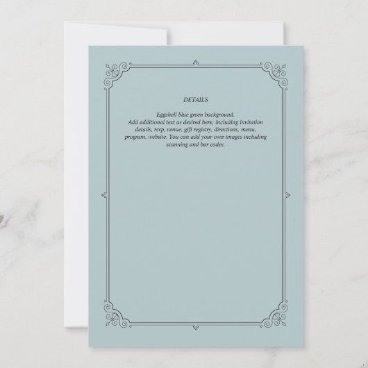 Regency Wedding Invitding Duck Euck-blauw Kaart (Achterkant)