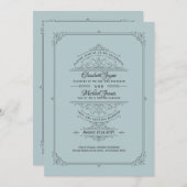 Regency Wedding Invitding Duck Euck-blauw Kaart (Voorkant / Achterkant)