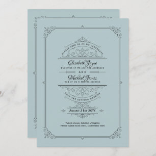 Regency Wedding Invitding  Duck Euck-blauw Kaart