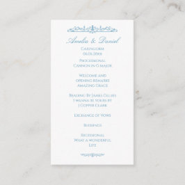 Regency White & Blue Huwelijksceremonieprogramma Informatiekaartje