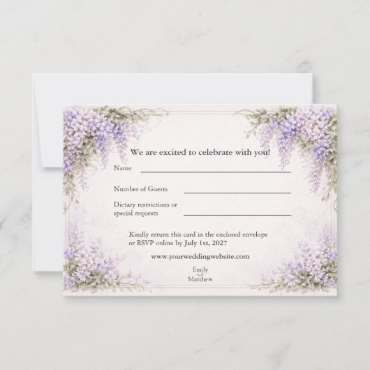 Regency Wisteria Bruiloft Bedankkaart (Voorkant)