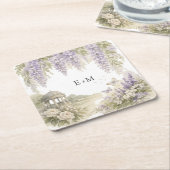 Regency Wisteria Bruiloft Kartonnen Onderzetters (Schuin)