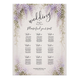 Regency Wisteria Bruiloft Zitplaatskaart Poster