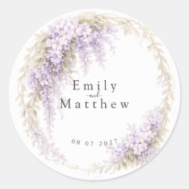 Regency Wisteria Ronde Trouwstickers Sticker
