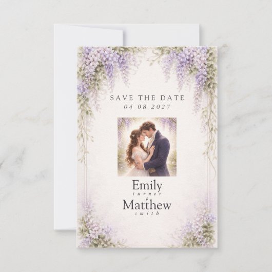 Regency Wisteria Save the Date Photo Card (Voorkant)