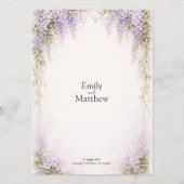 Regency Wisteria Wedding Menu Card (Achterkant)
