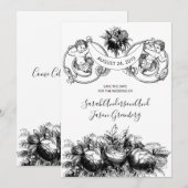 Regencycore Black White Pen Inkt Floral Save The Date (Voorkant / Achterkant)