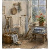 Regendag Cottage Waskamer Douchegordijn (Voorkant)