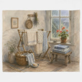 Regendag Cottage Waskamer Fleece Deken (Voorkant (Horizontaal))