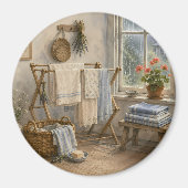 Regendag Cottage Waskamer Magneet (Voorkant)