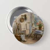 Regendag Cottage Waskamer Ronde Button 7,6 Cm (Voorkant /achterkant)