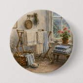Regendag Cottage Waskamer Ronde Button 7,6 Cm (Voorkant)