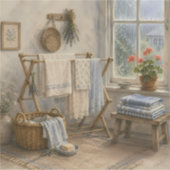 Regendag Cottage Waskamer Sticker (Voorkant)