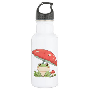 Regendag kikker onder paddenstoel Kawaii ontwerp Waterfles