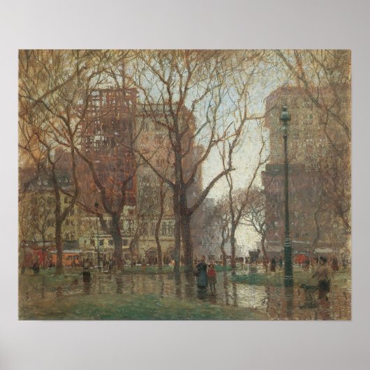 Regendag, Madison Square, New York, Paul Cornoyer Poster (Voorkant)