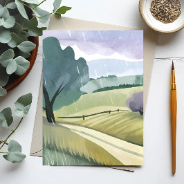 Regendag | Natuur Aquarel Heuvels Landschap  Briefkaart