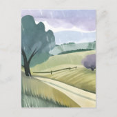 regendag | Natuur Waterverf Hills Landschap Briefkaart (Voorkant)