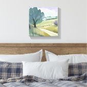 regendag | Natuur Waterverf Hills Landschap Canvas Afdruk (Insitu (Slaapkamer))