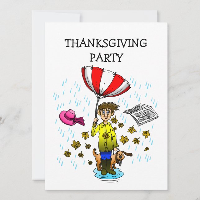 Regendag op een Thanksgiving Uitnodiging (Voorkant)