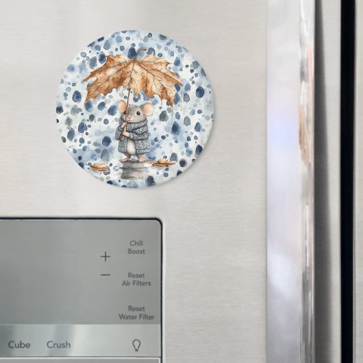 Regendagen Blauwe Muis Blad Paraplu Magneet (Insitu (Koelkast))