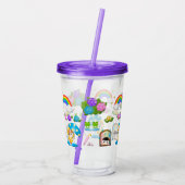 regendagen, bloemen en regenbogen acryl drinkbeker (Achterkant)