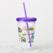 regendagen, bloemen en regenbogen acryl drinkbeker (Links)