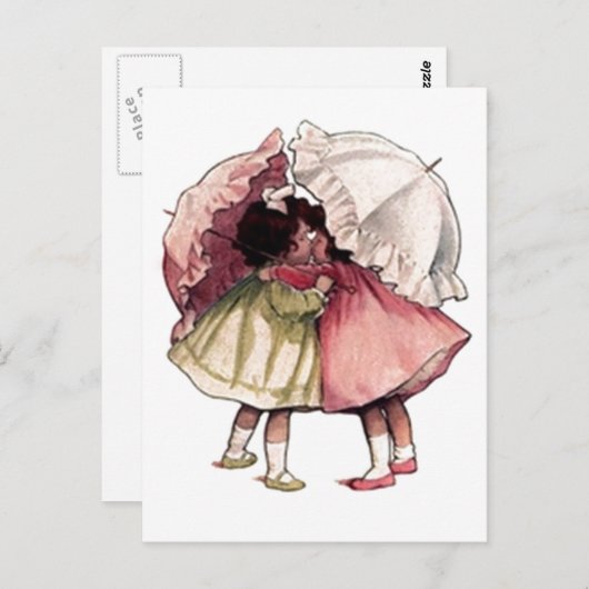  regendagmeisjes briefkaart (Voorkant / Achterkant)