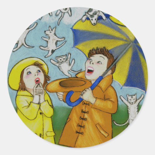 Regende Katten & Hond Sticker (Voorkant)