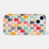 Regendroppel Pop Art Stippenpatroon iPhone 15 Case (Achterkant horizontaal)