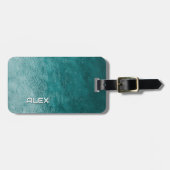 Regendruppel op de Blauwgroen Oceaan - Watertextuu Bagagelabel (Voorkant horizontaal)