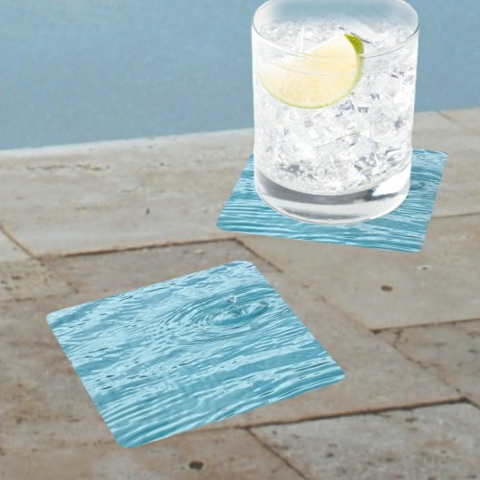 Regendruppel op Rippling Pool Water Aqua Blue Kartonnen Onderzetters