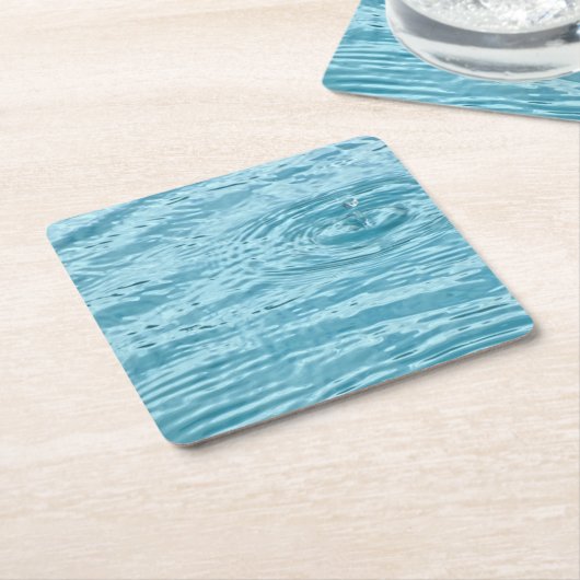 Regendruppel op Rippling Pool Water Aqua Blue Kartonnen Onderzetters (Schuin)