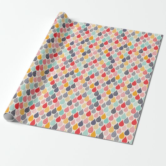 Regendruppel Pop Art Dot Pattern Cadeaupapier (Uitgerold)