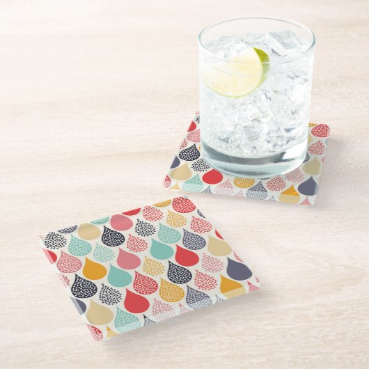 Regendruppel Pop Art Dot Pattern Glazen Onderzetter (Schuin)