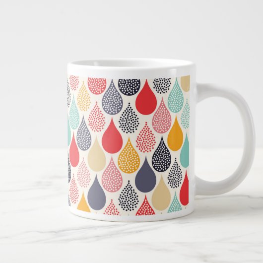 Regendruppel Pop Art Dot Pattern Grote Koffiekop (Rechts)