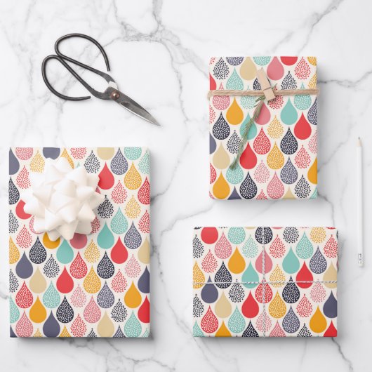 Regendruppel Pop Art Dot Pattern Inpakpapier Vel (Voorkant)