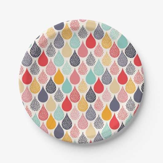 Regendruppel Pop Art Dot Pattern Papieren Bordje (Voorkant)
