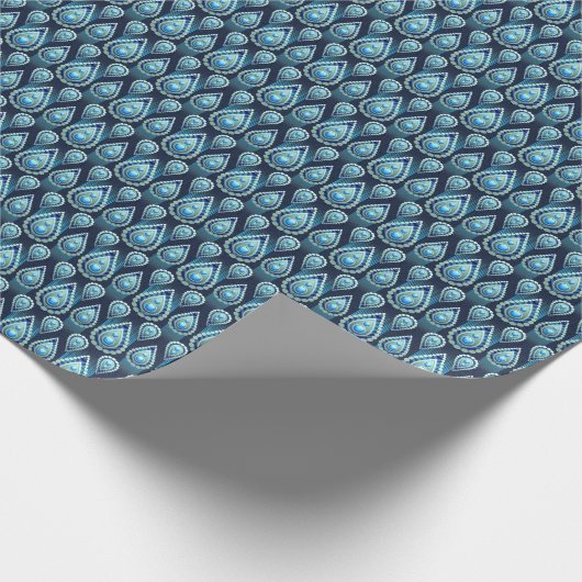 Regendruppelpatroon  blauw cadeaupapier (Hoek)