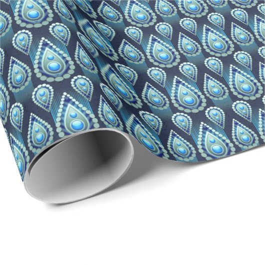 Regendruppelpatroon  blauw cadeaupapier (Rol Hoek)