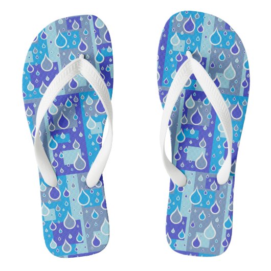 Regendruppels april buien multi blauwe ontwerp teenslippers (Voetbed)