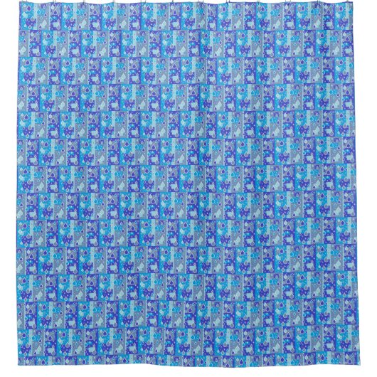 Regendruppels April Showin Multi Blue Design Douchegordijn (Voorkant)