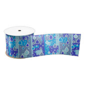 Regendruppels April Showin Multi Blue Design Satijnen Lint (Spoel)