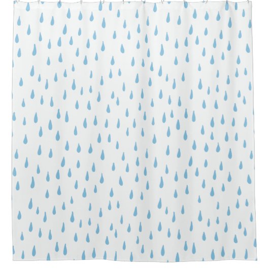 regendruppels | Blauw en Wit Schattige Douchegordi Douchegordijn (Voorkant)